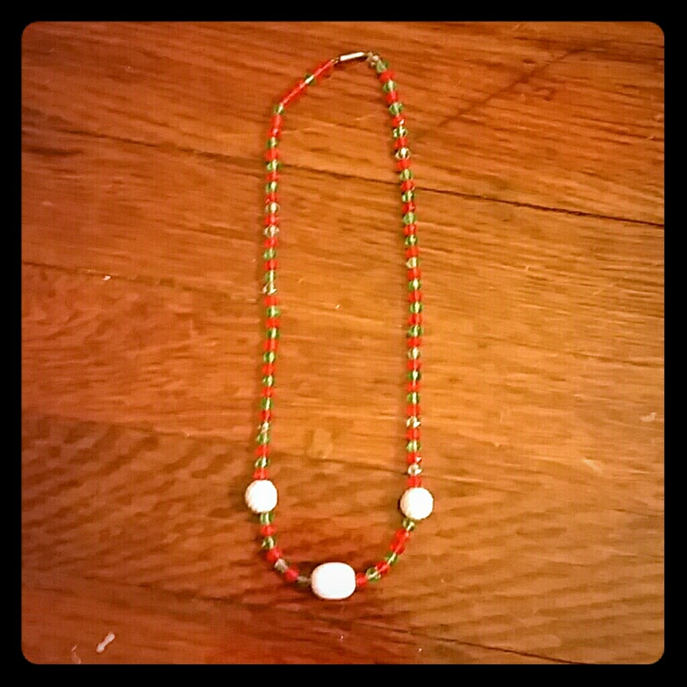 antique glass mardi gras bead necklace